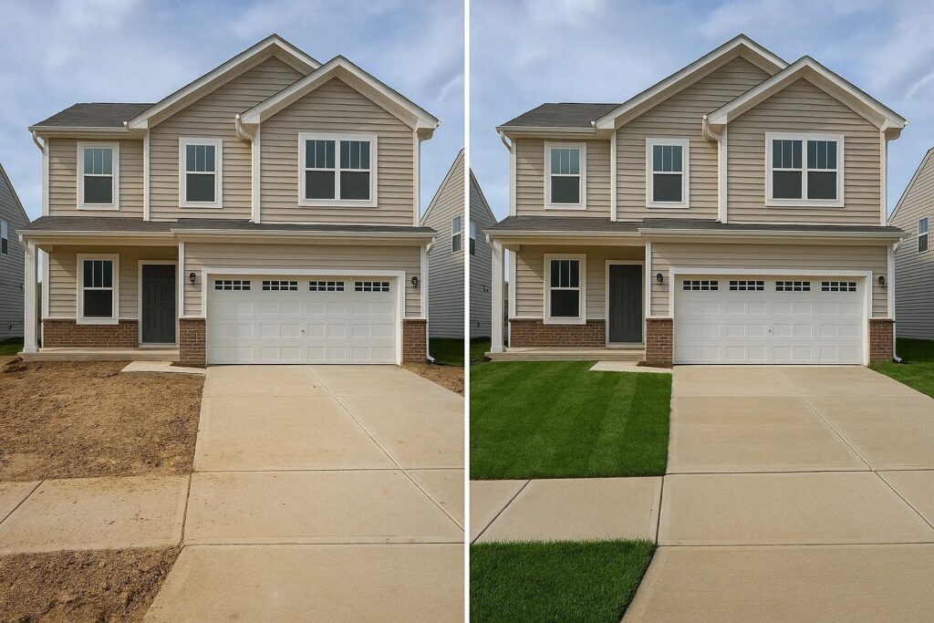 before and after sod installation